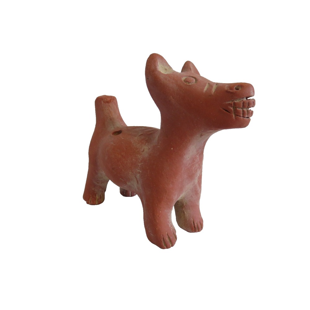 Pre-Colombian Terracotta Colima Dog Figure Whistle ‎ Replica 1.5"x 3.75"